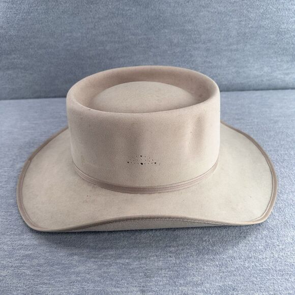 AKUBRA IMPERIAL QUALITY - Men's Beige Fur Felt Size 58 Western Cowboy Hat H7 - Picture 3 of 13